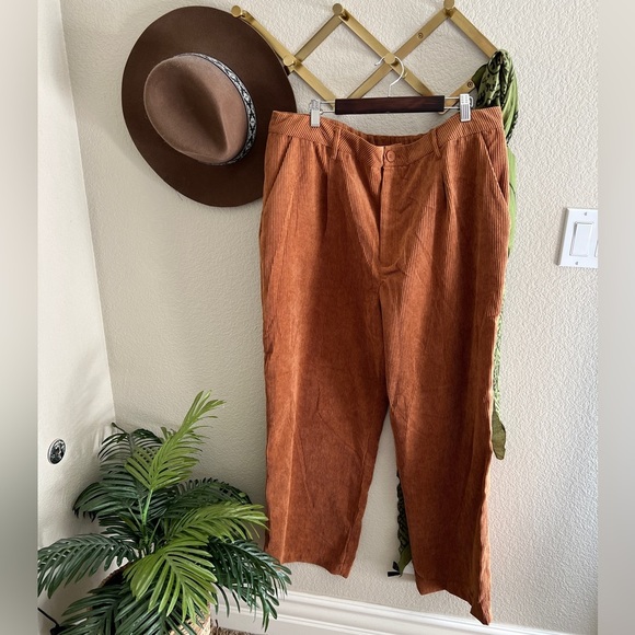 H&M Pants - H&M rust orange baggy corduroy high waist trousers pants 90s Y2K retro